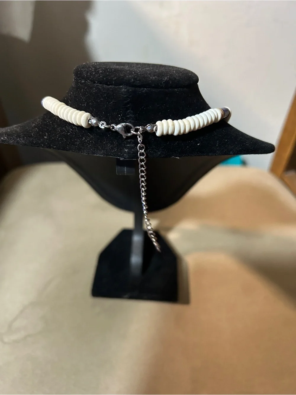 Men's Cream & Blue Beaded Necklace